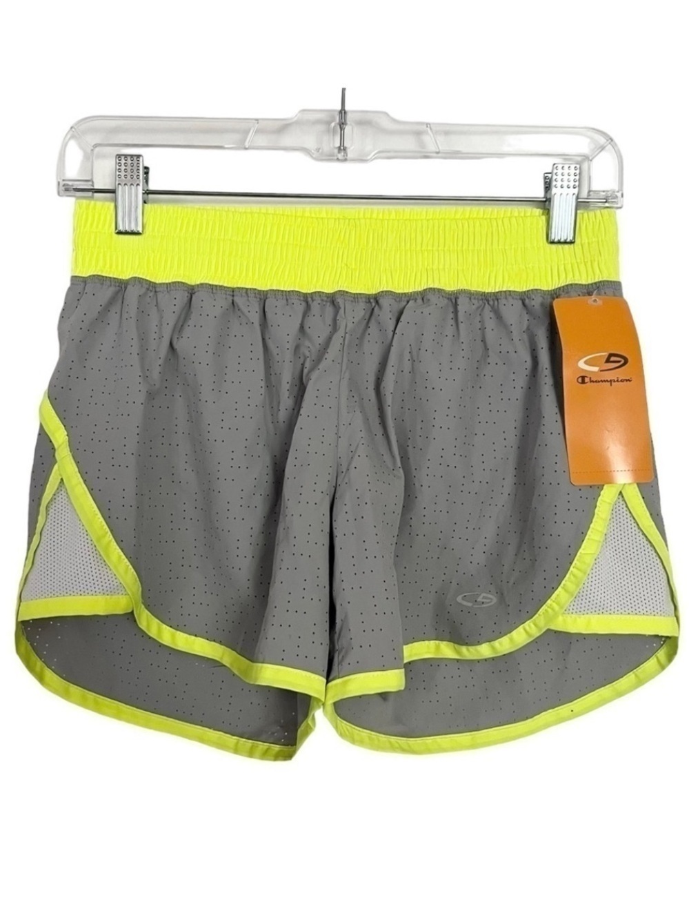 C9 By Champion Gray Neon Yellow Running Shorts NWT XS